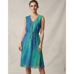 Elie Tahari Silk Sleeveless Midi Dress - Women's Size Small - Blue Green Ombre
